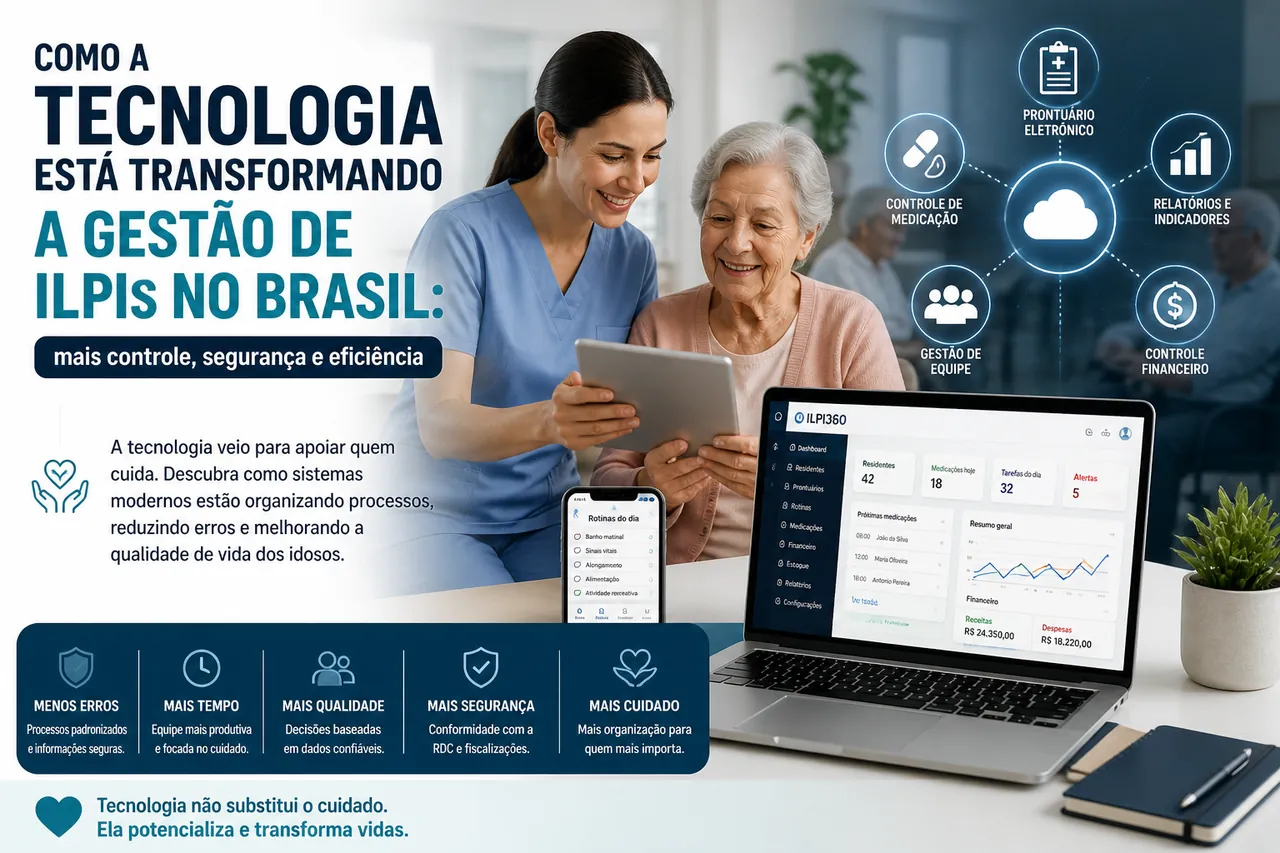 Ilustração do artigo sobre tecnologia na gestão de ILPI