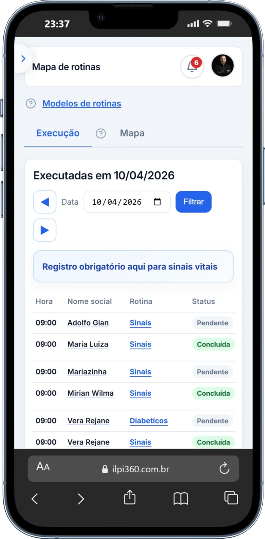 ILPI360 no iPhone — app instalável